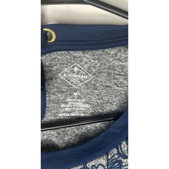 St. John’s Bay Back Bow Keyhole Long Sleeve Floral Sweater Navy/Gray Size Medium - Picture 3 of 7